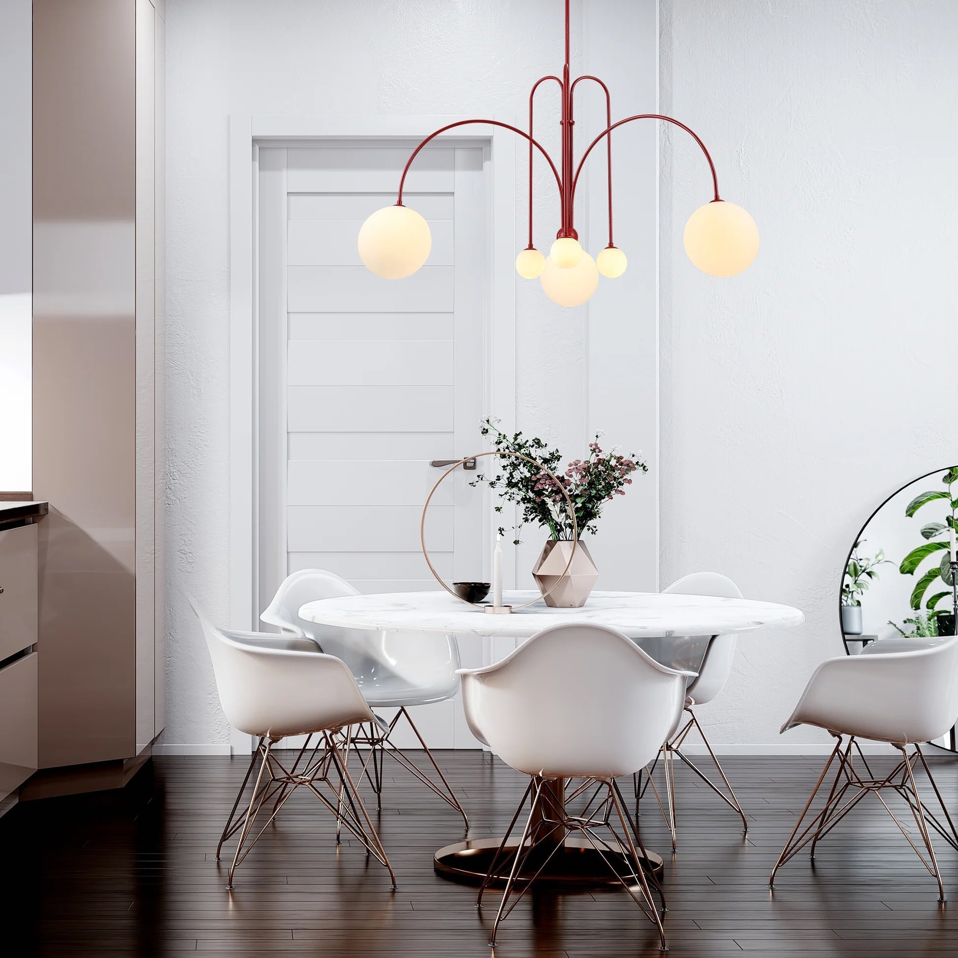 Lustra Chandelier Red Globe Modern - Letslighting