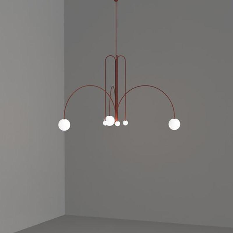 Lustra Chandelier Red Globe Modern - Letslighting