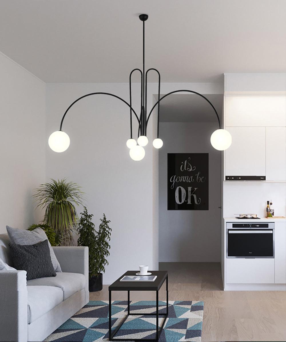 Lustra Chandelier Red Globe Modern - Letslighting