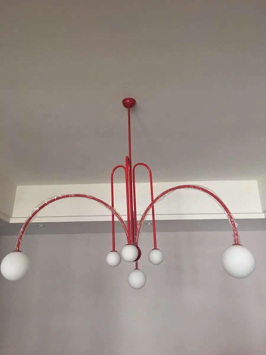 Lustra Chandelier Red Globe Modern - Letslighting