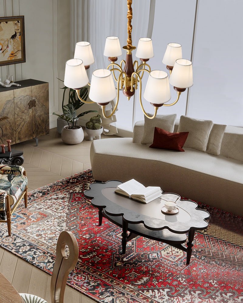 Zovena Classic Elegance Vintage Fabric Wood Chandelier - Letslighting