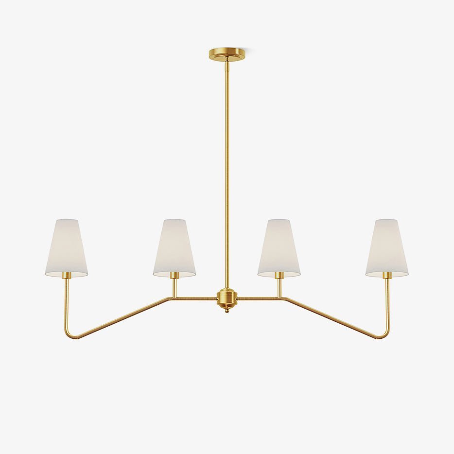 Lustra Chandelier Brass Curved Beige Linear - Letslighting