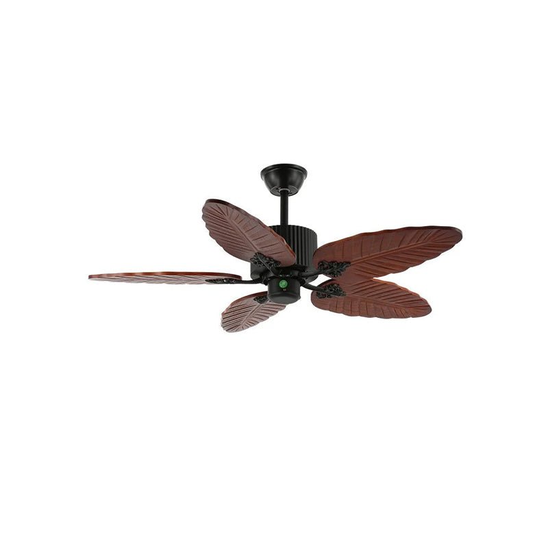 Elara Tropical Wood Glass Ceiling Fan Light - Letslighting