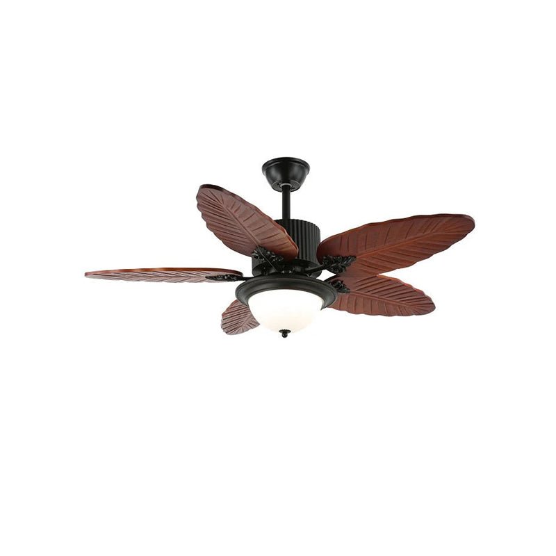 Elara Tropical Wood Glass Ceiling Fan Light - Letslighting