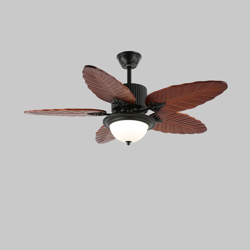 Elara Tropical Wood Glass Ceiling Fan Light - Letslighting