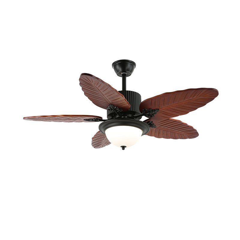 Elara Tropical Wood Glass Ceiling Fan Light - Letslighting