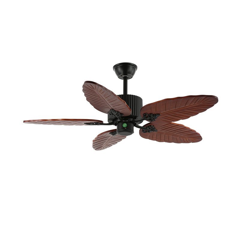 Elara Tropical Wood Glass Ceiling Fan Light - Letslighting