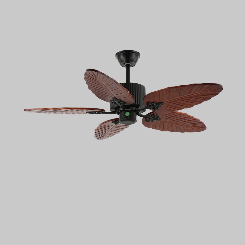 Elara Tropical Wood Glass Ceiling Fan Light - Letslighting