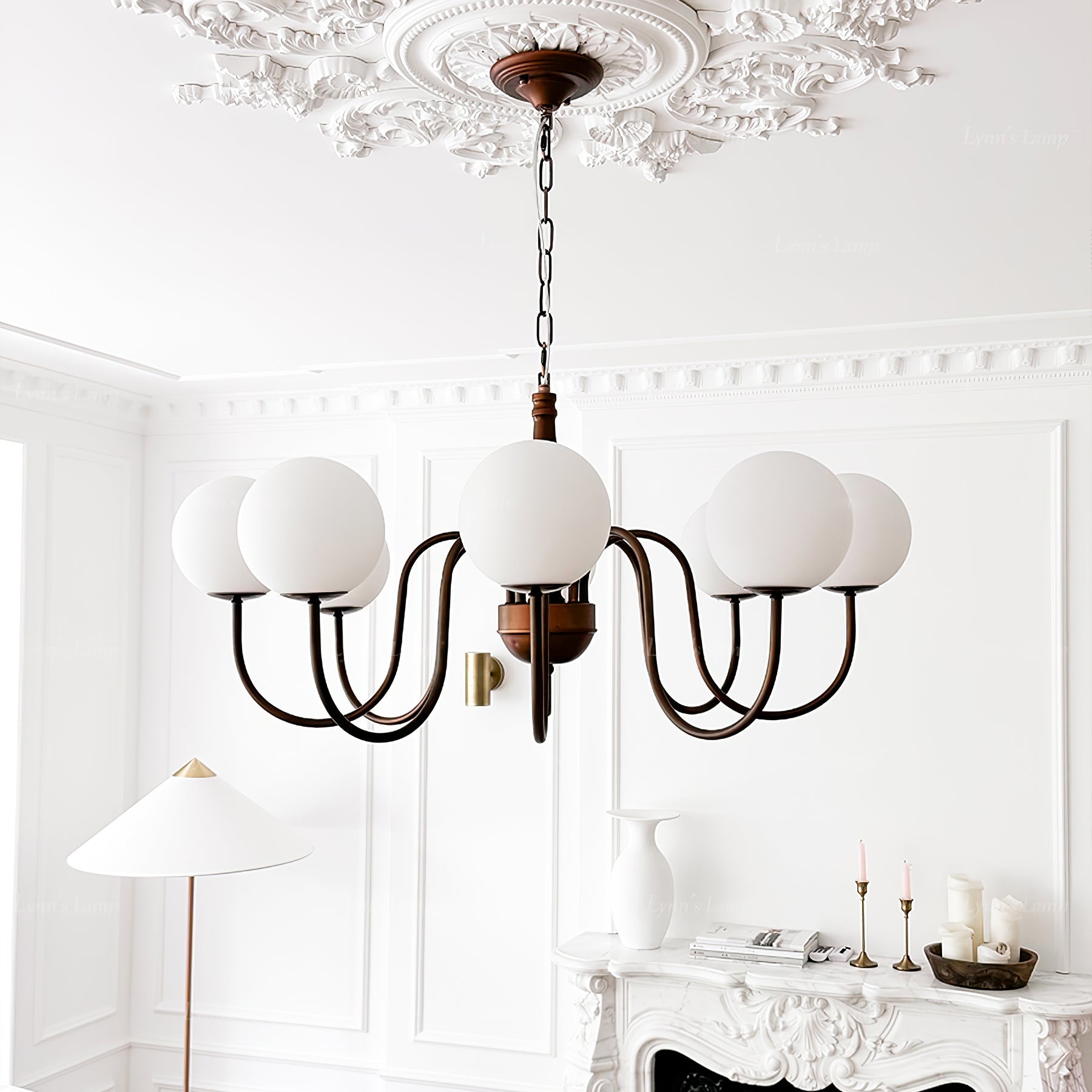 Lustra Chandelier Copper & Glass Grove Ball - Letslighting