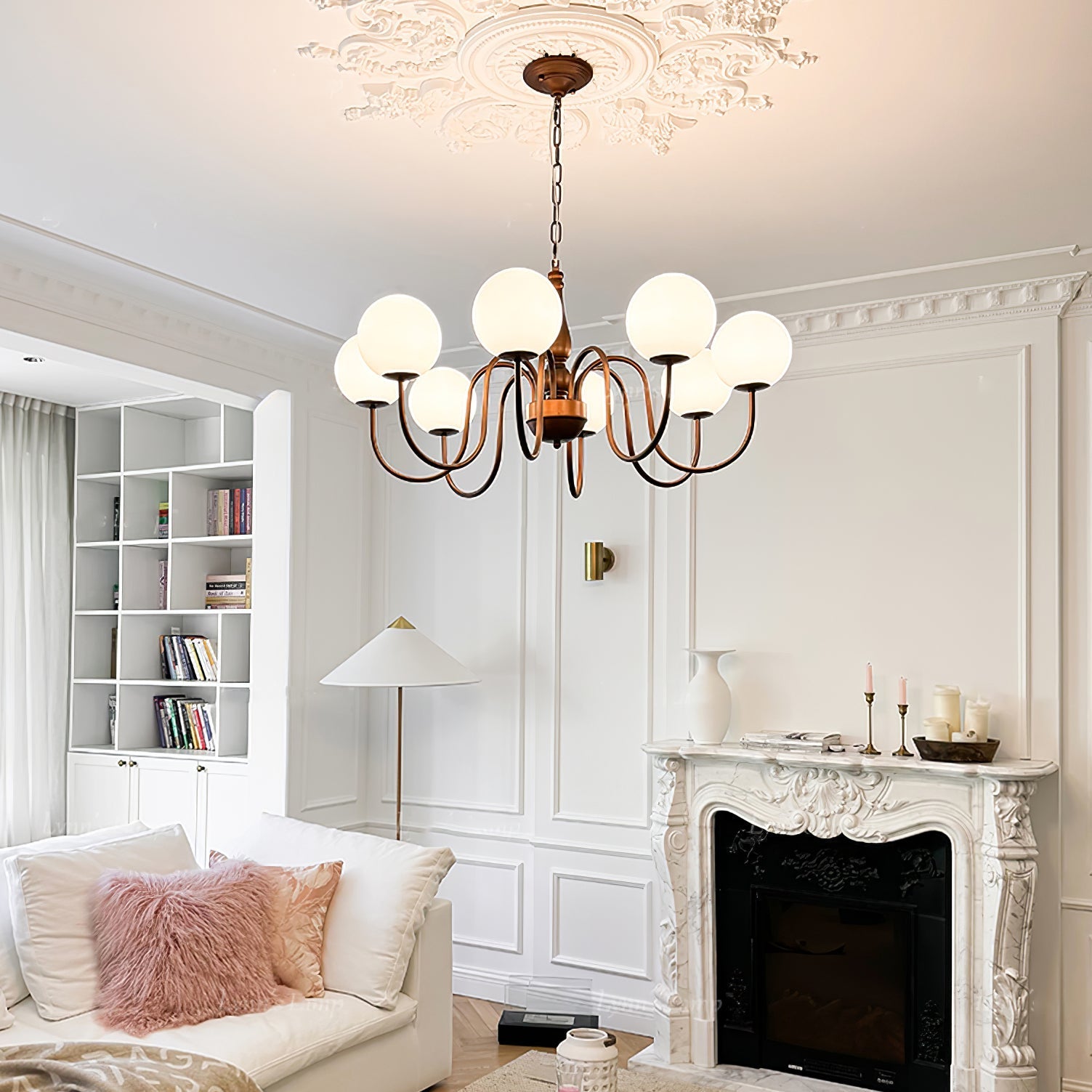 Lustra Chandelier Copper & Glass Grove Ball - Letslighting