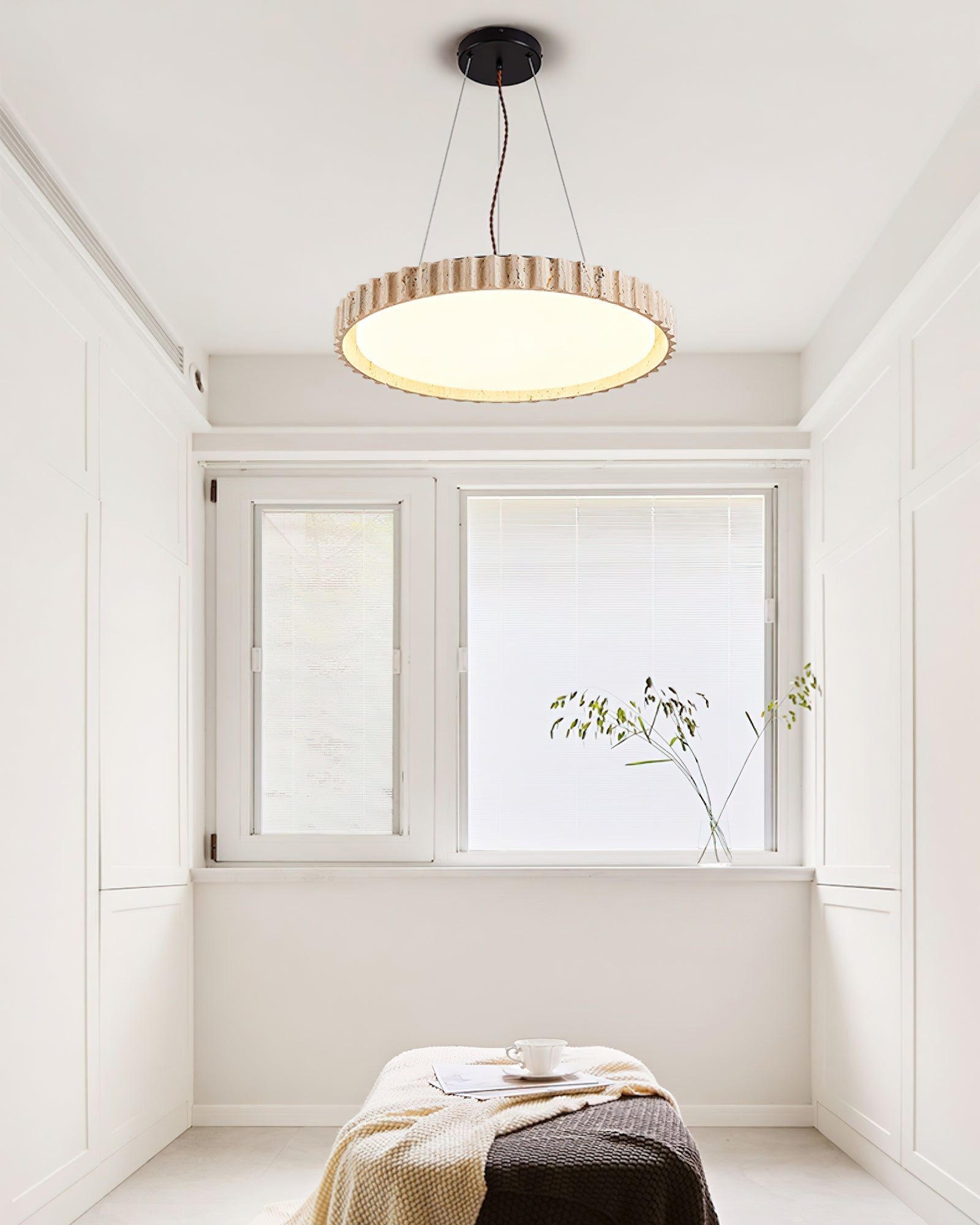 Elvenis Circular Travertine Pendant Light - Letslighting