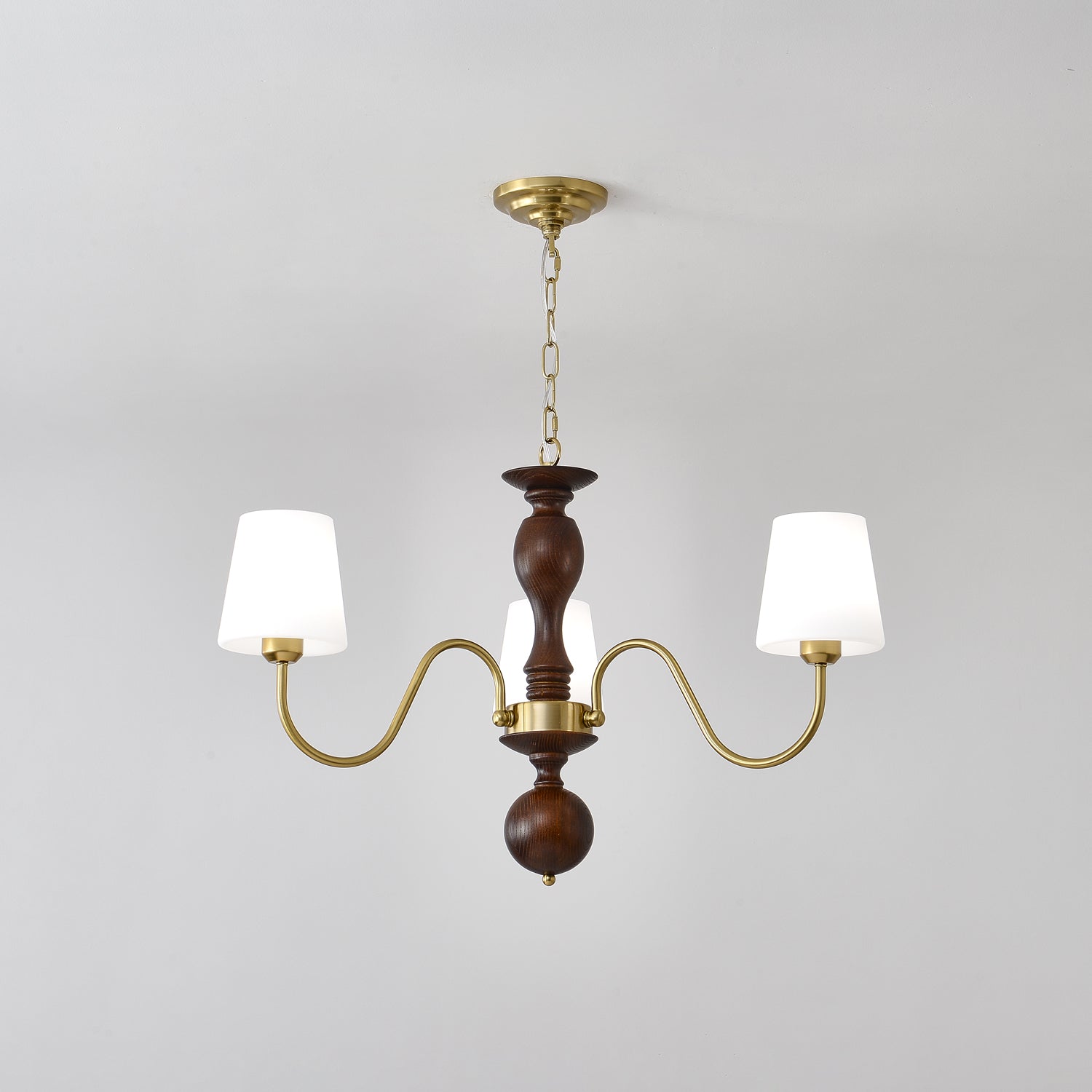 Lustra Chandelier Brass Wood Rustic Vintage - Letslighting