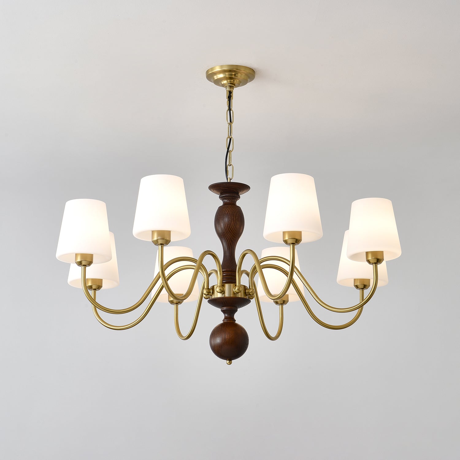 Lustra Chandelier Brass Wood Rustic Vintage - Letslighting