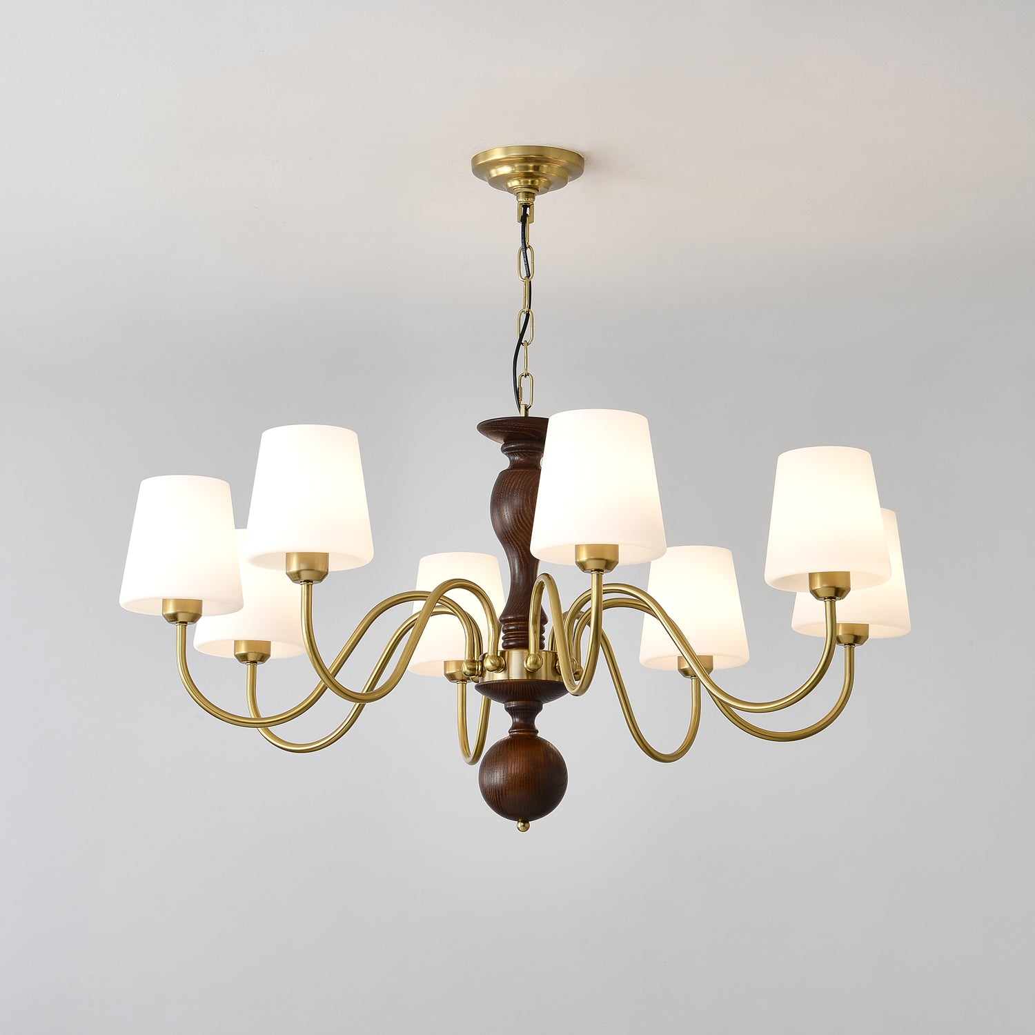 Lustra Chandelier Brass Wood Rustic Vintage - Letslighting