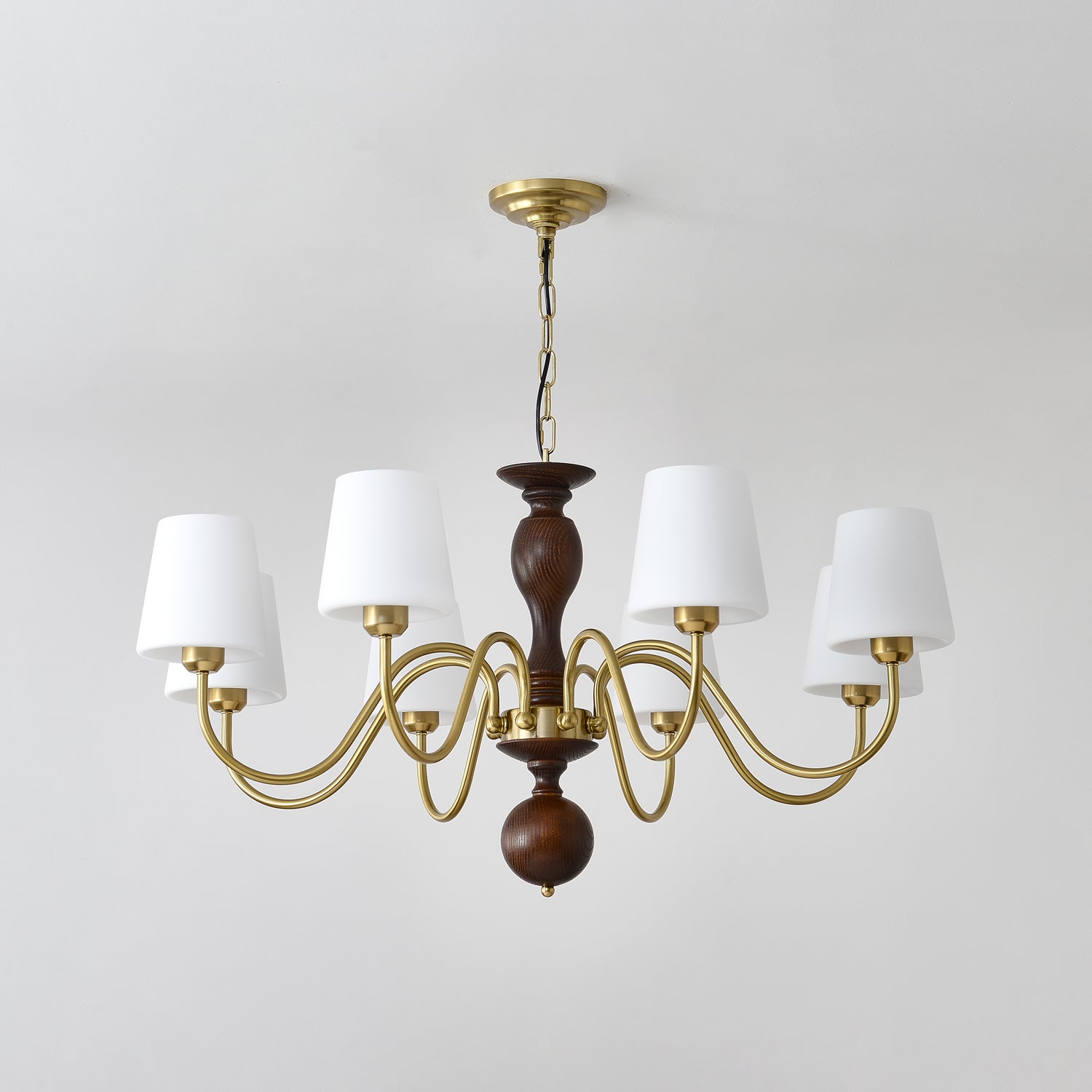 Lustra Chandelier Brass Wood Rustic Vintage - Letslighting