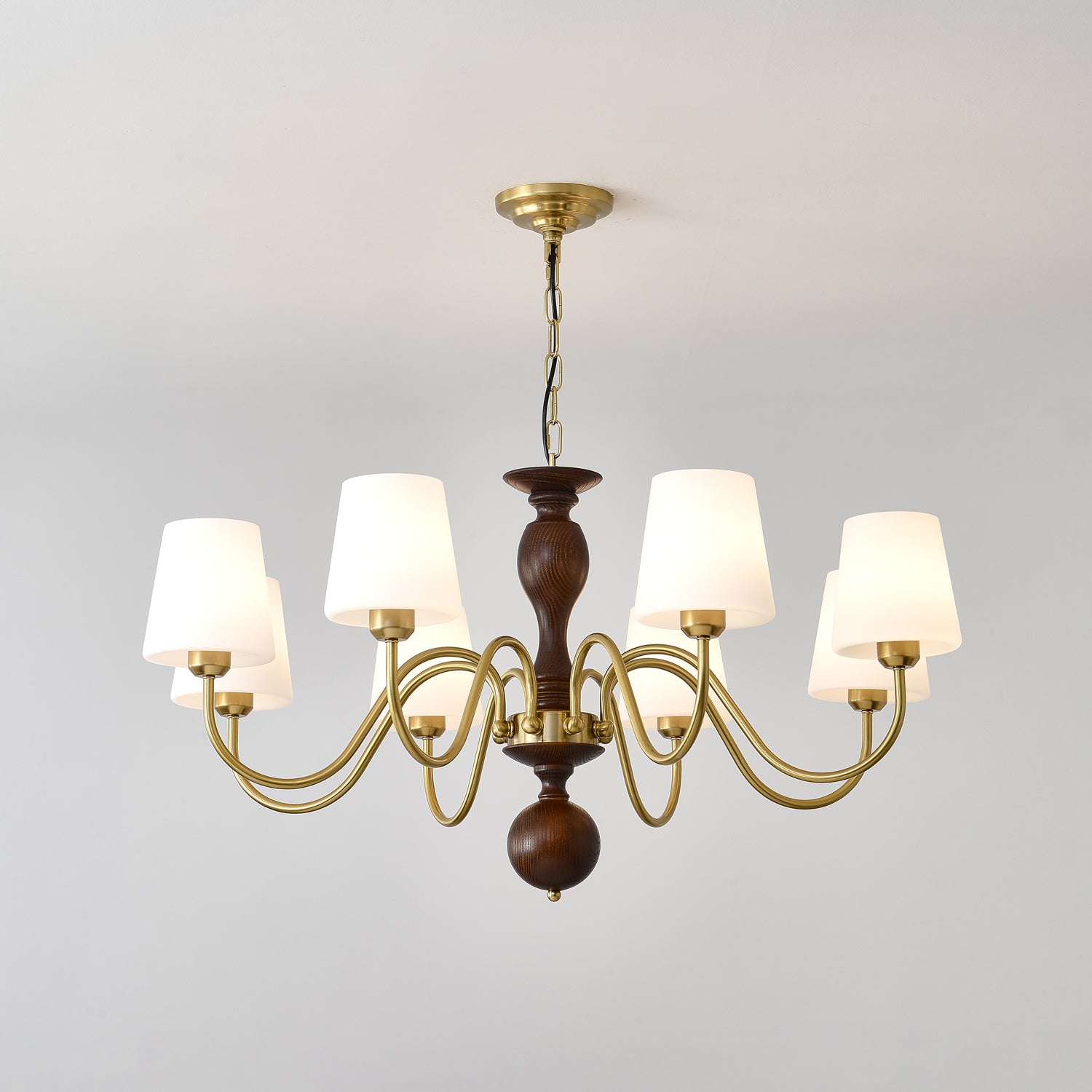 Lustra Chandelier Brass Wood Rustic Vintage - Letslighting