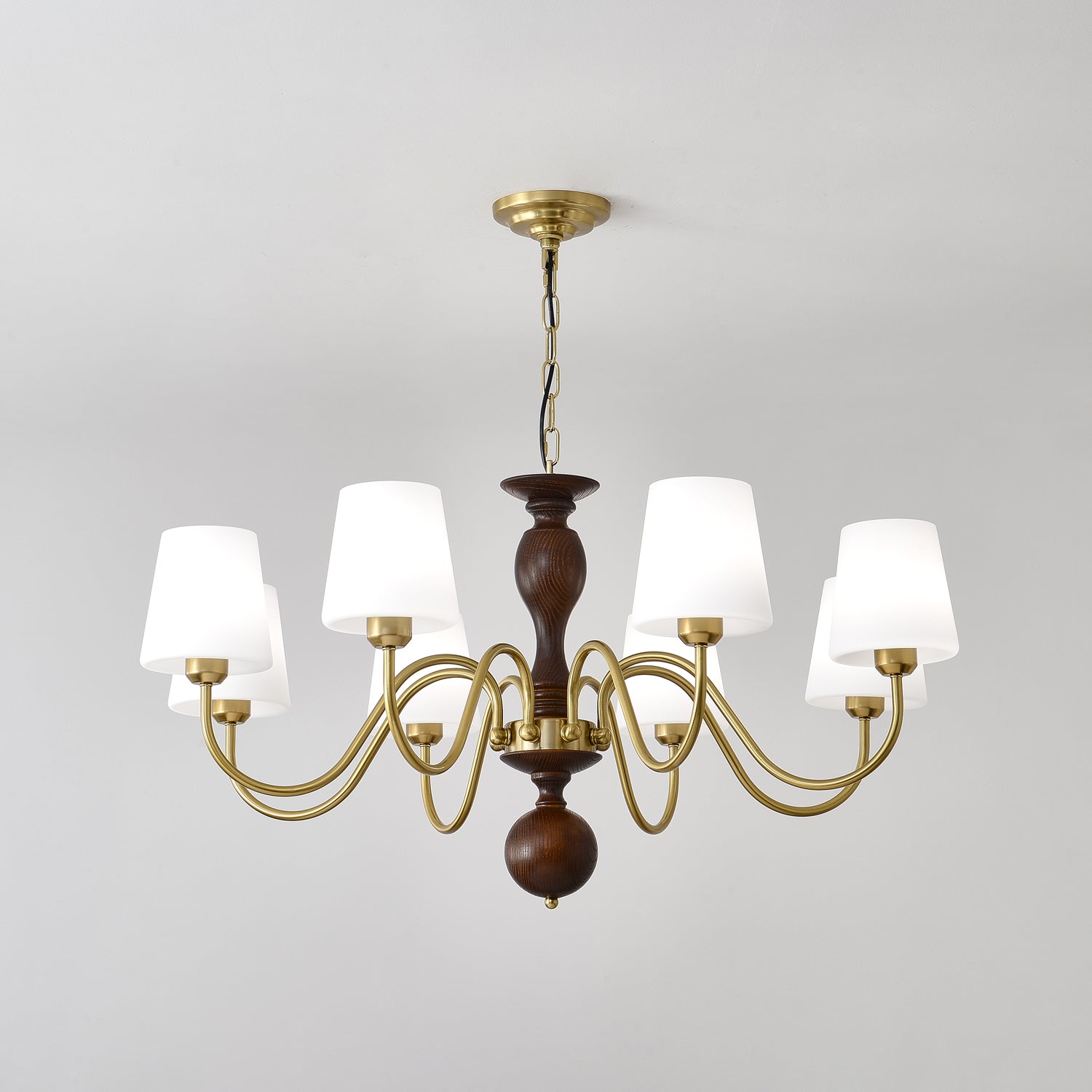 Lustra Chandelier Brass Wood Rustic Vintage - Letslighting