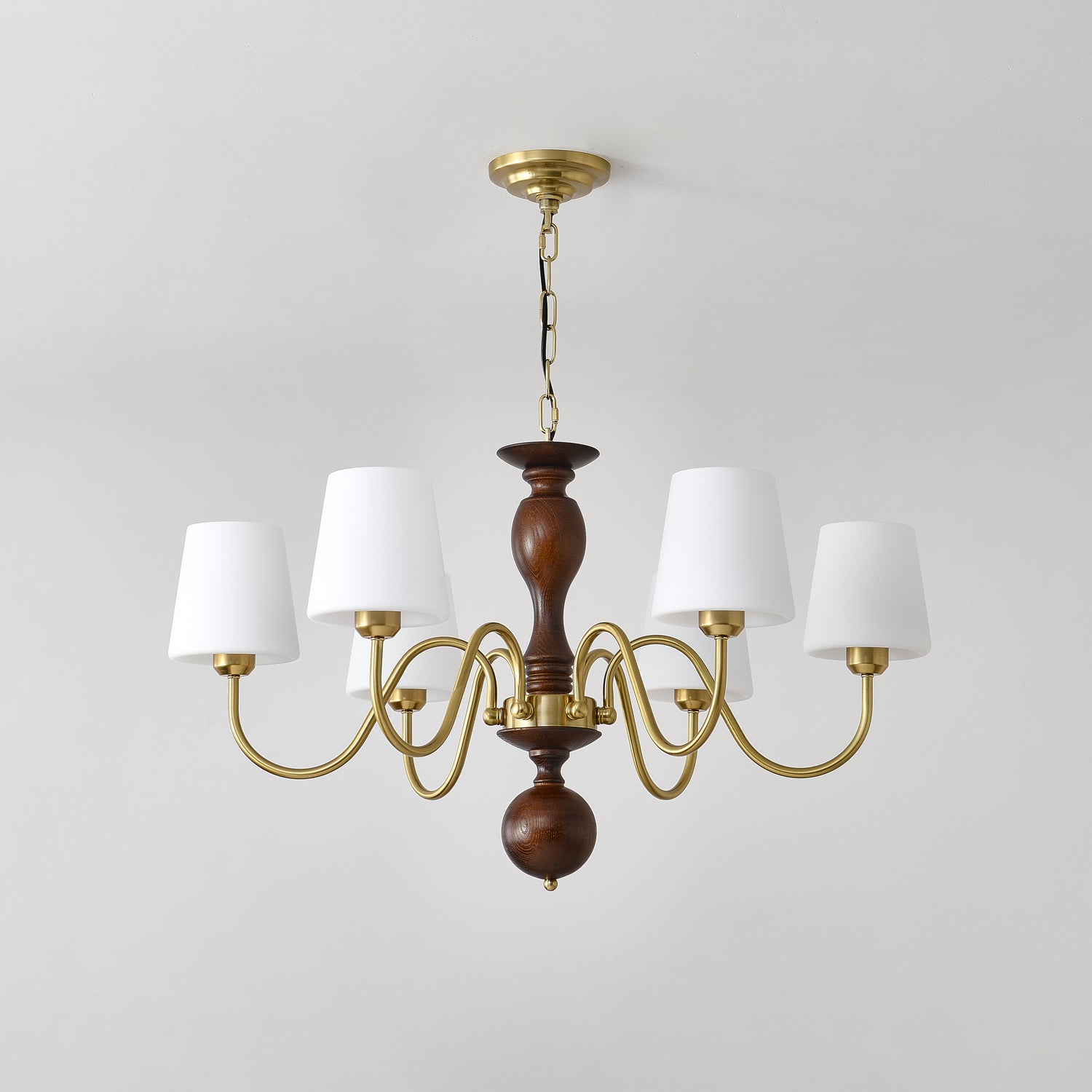 Lustra Chandelier Brass Wood Rustic Vintage - Letslighting