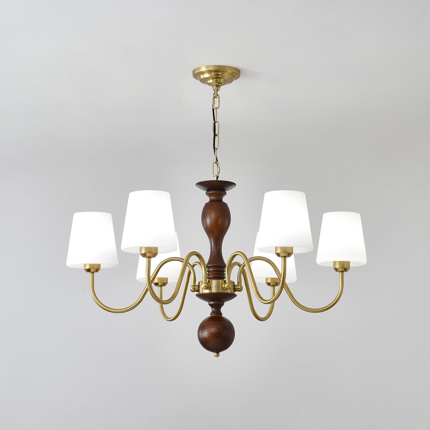 Lustra Chandelier Brass Wood Rustic Vintage - Letslighting