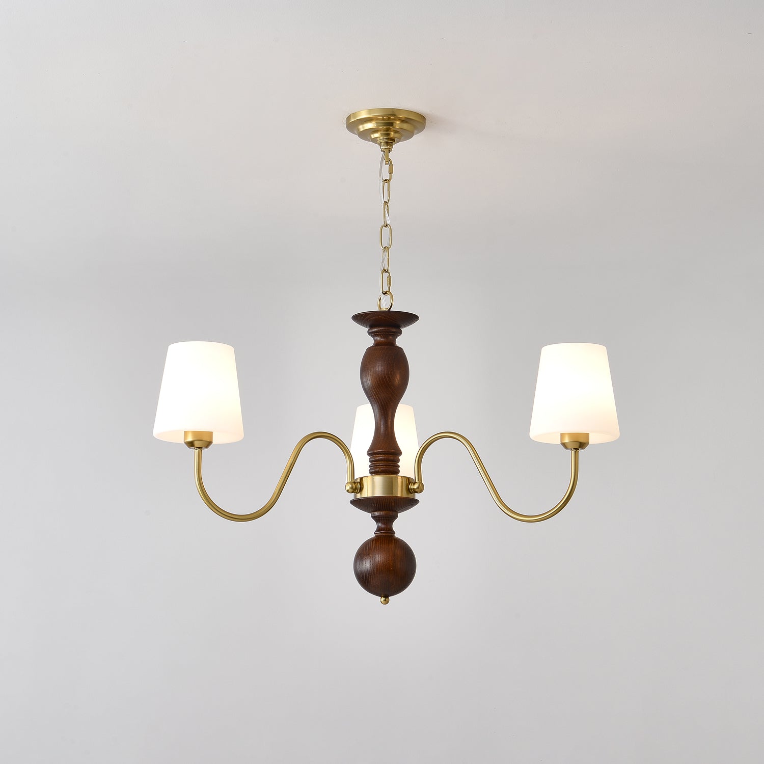 Lustra Chandelier Brass Wood Rustic Vintage - Letslighting