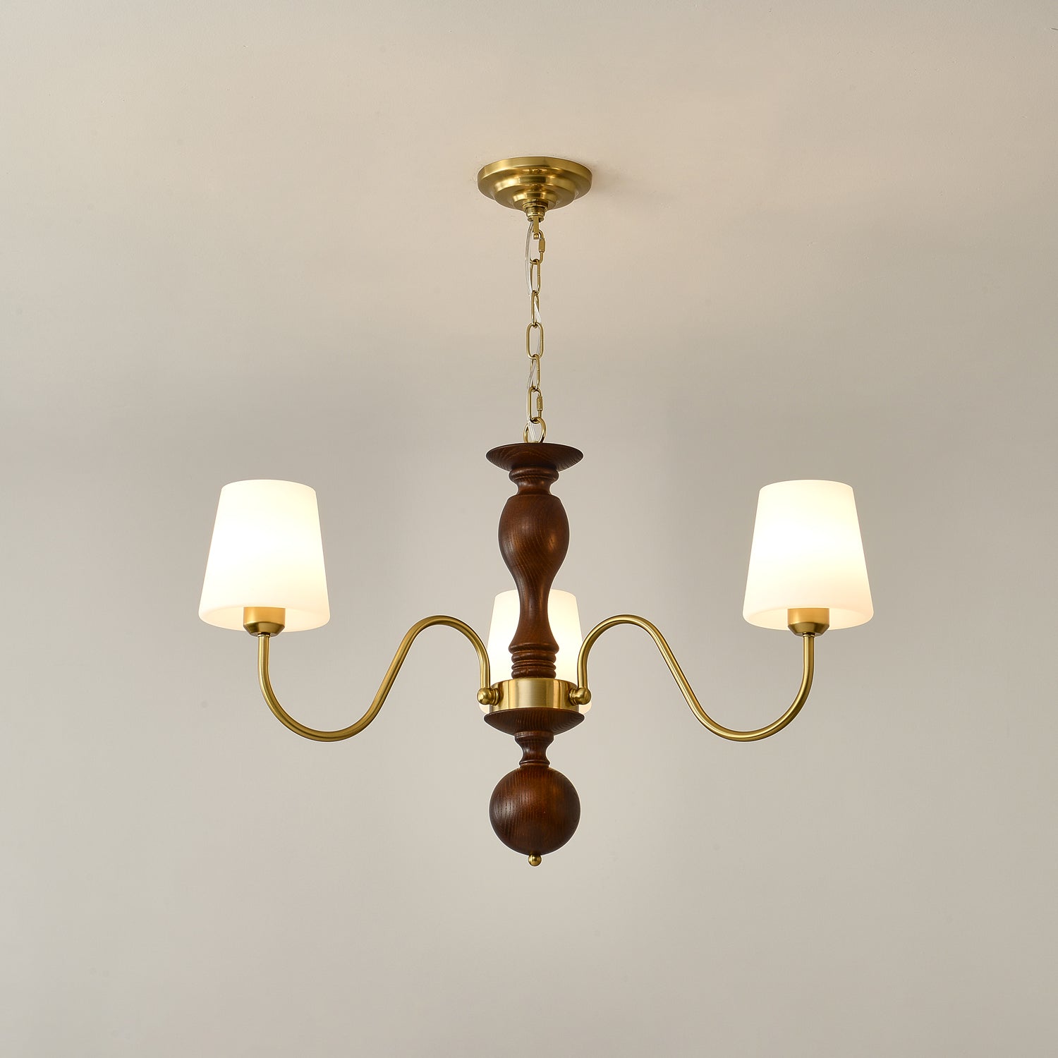 Lustra Chandelier Brass Wood Rustic Vintage - Letslighting