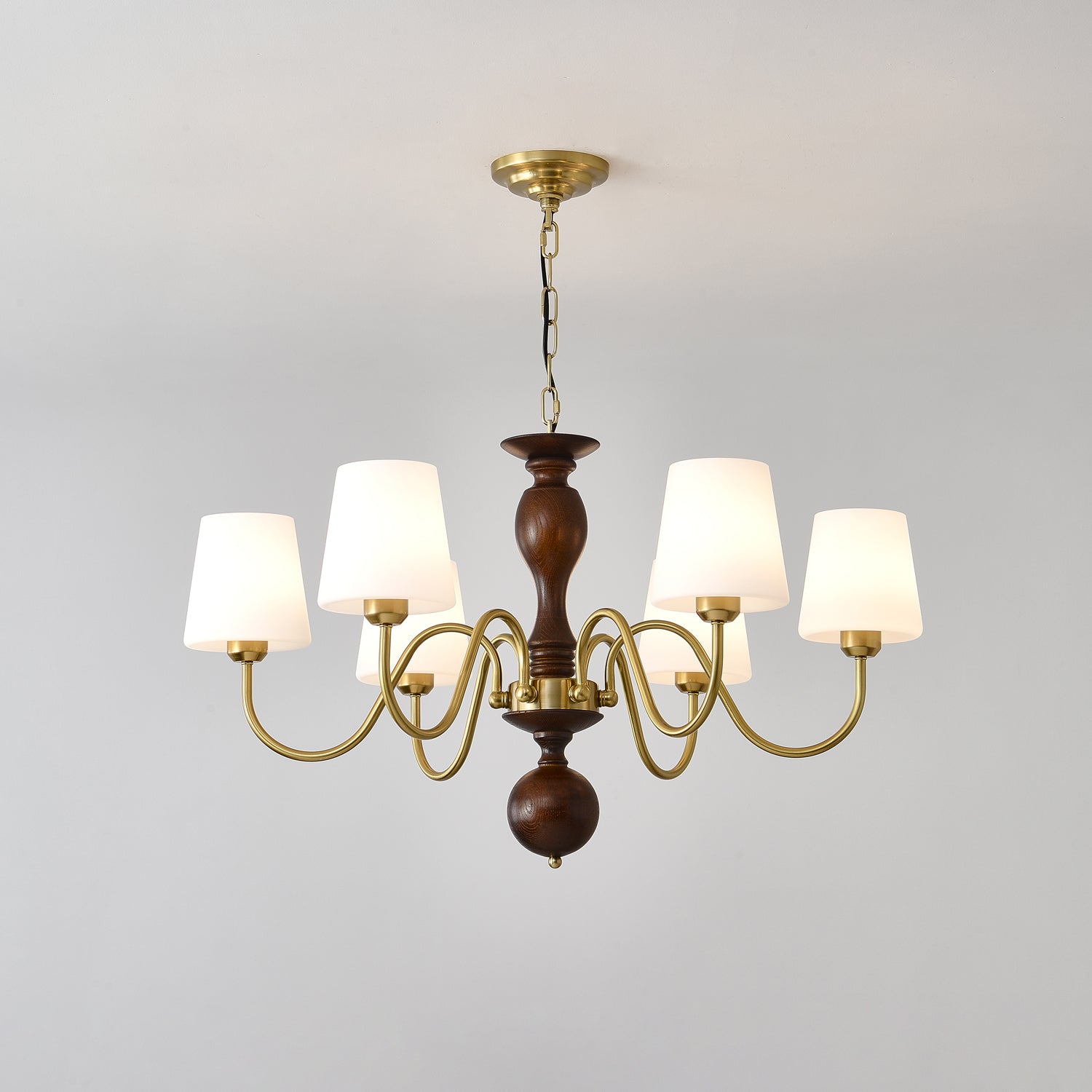 Lustra Chandelier Brass Wood Rustic Vintage - Letslighting