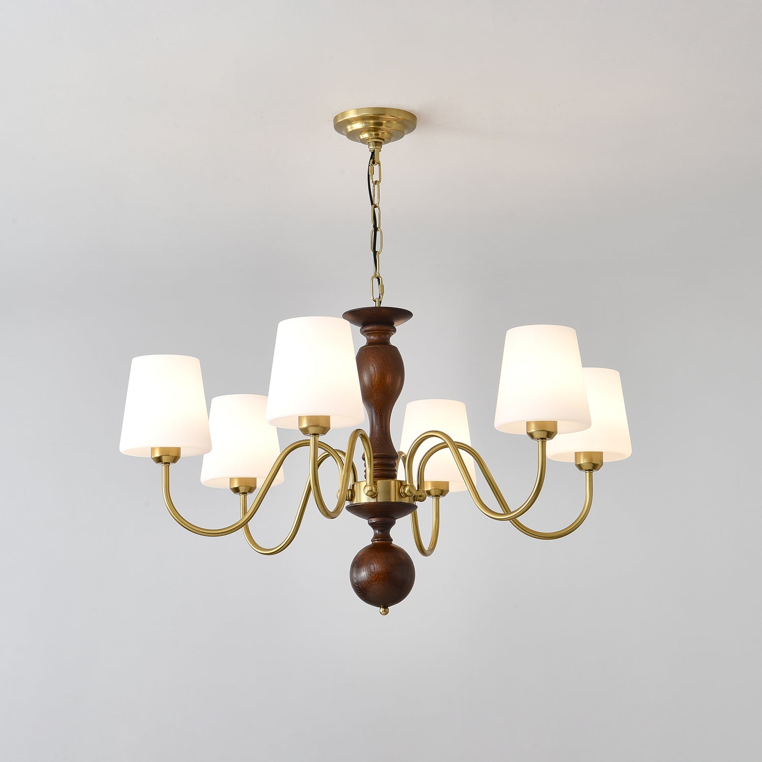 Lustra Chandelier Brass Wood Rustic Vintage - Letslighting