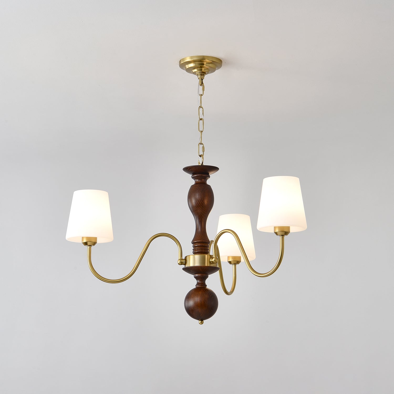 Lustra Chandelier Brass Wood Rustic Vintage - Letslighting