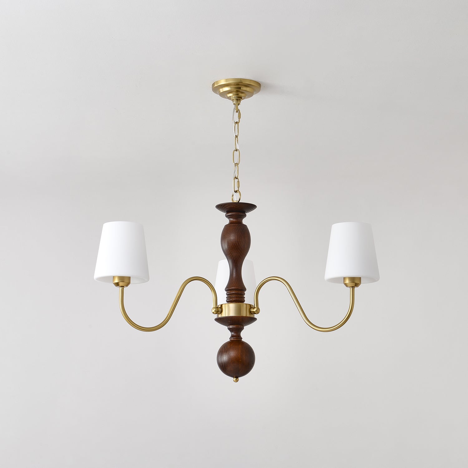 Lustra Chandelier Brass Wood Rustic Vintage - Letslighting