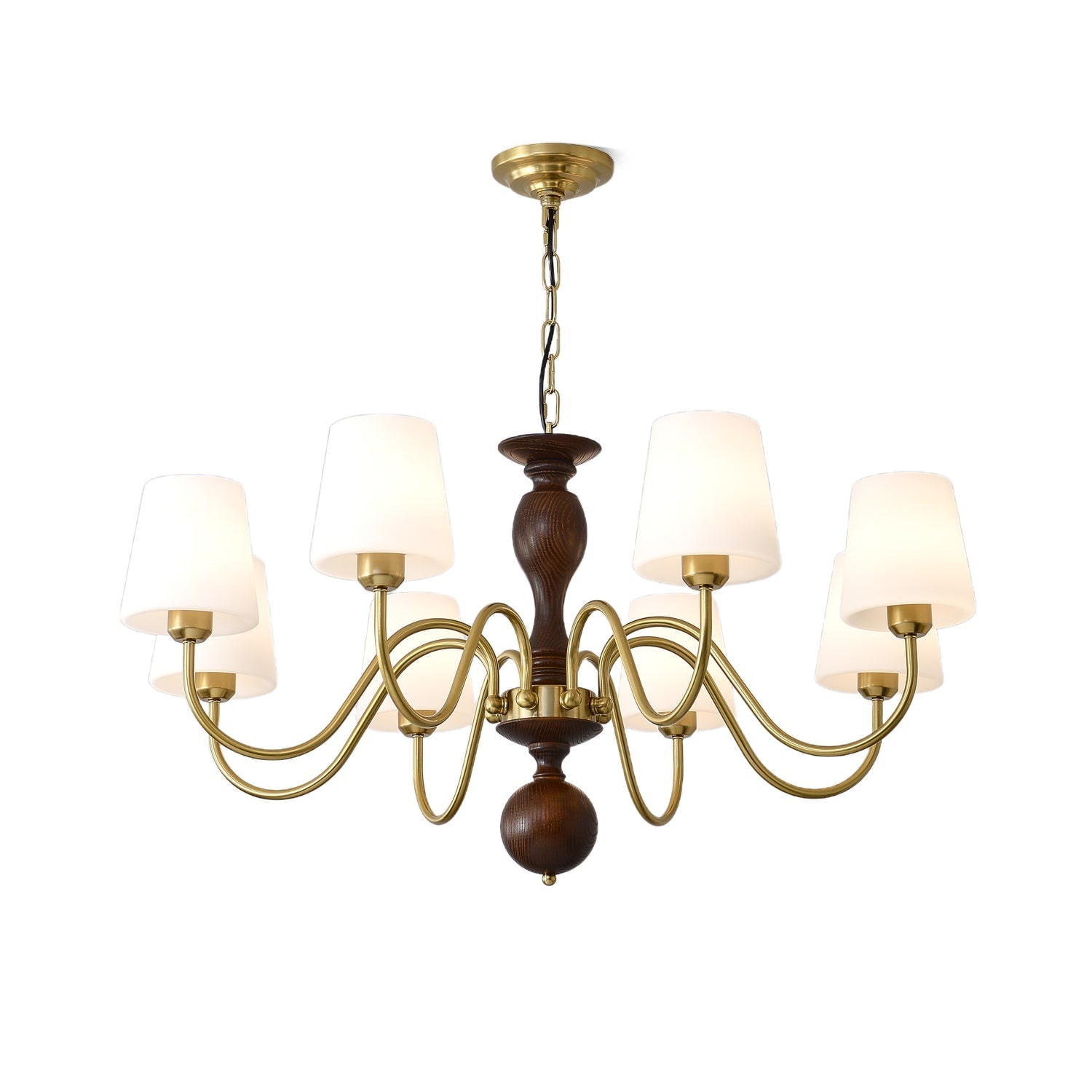 Lustra Chandelier Brass Wood Rustic Vintage - Letslighting