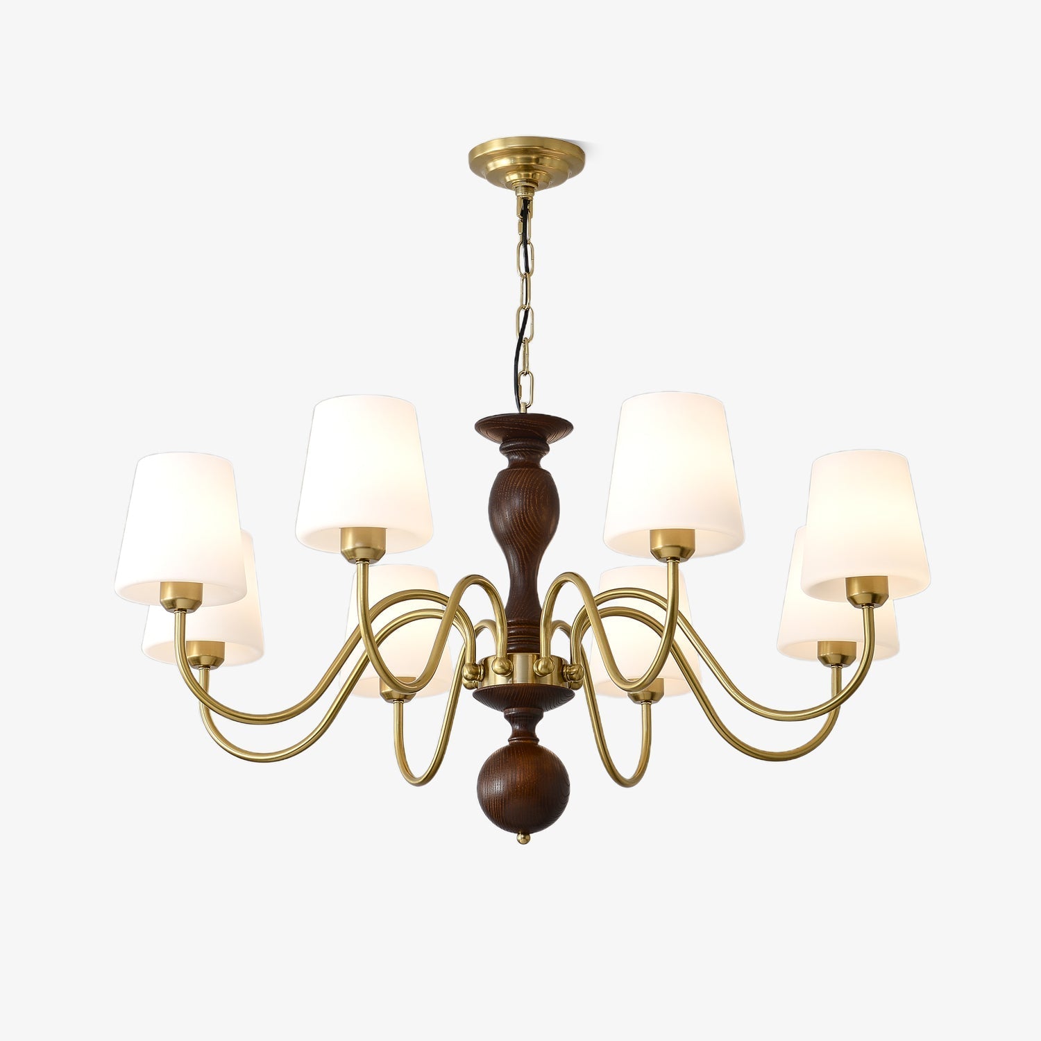 Lustra Chandelier Brass Wood Rustic Vintage - Letslighting