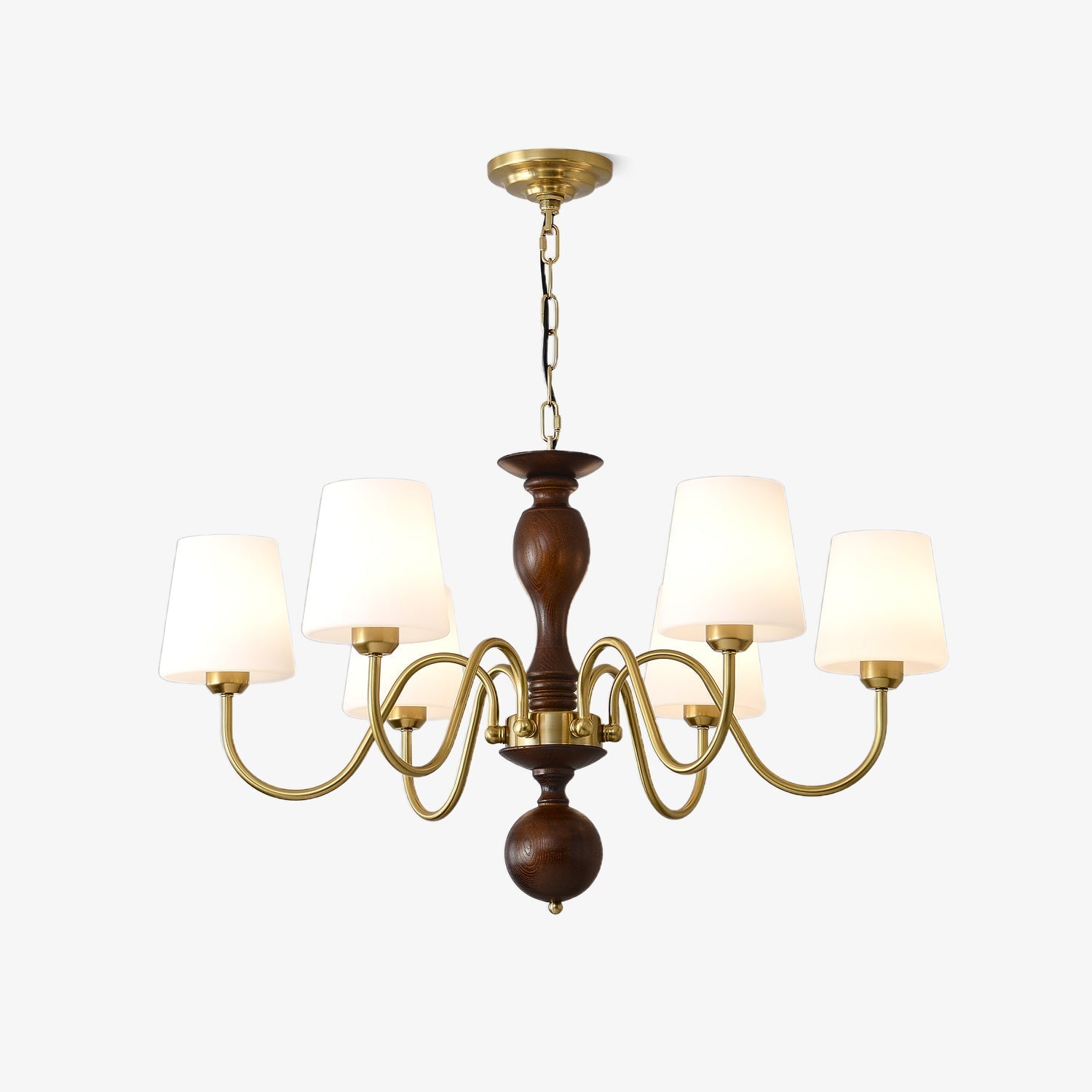 Lustra Chandelier Brass Wood Rustic Vintage - Letslighting
