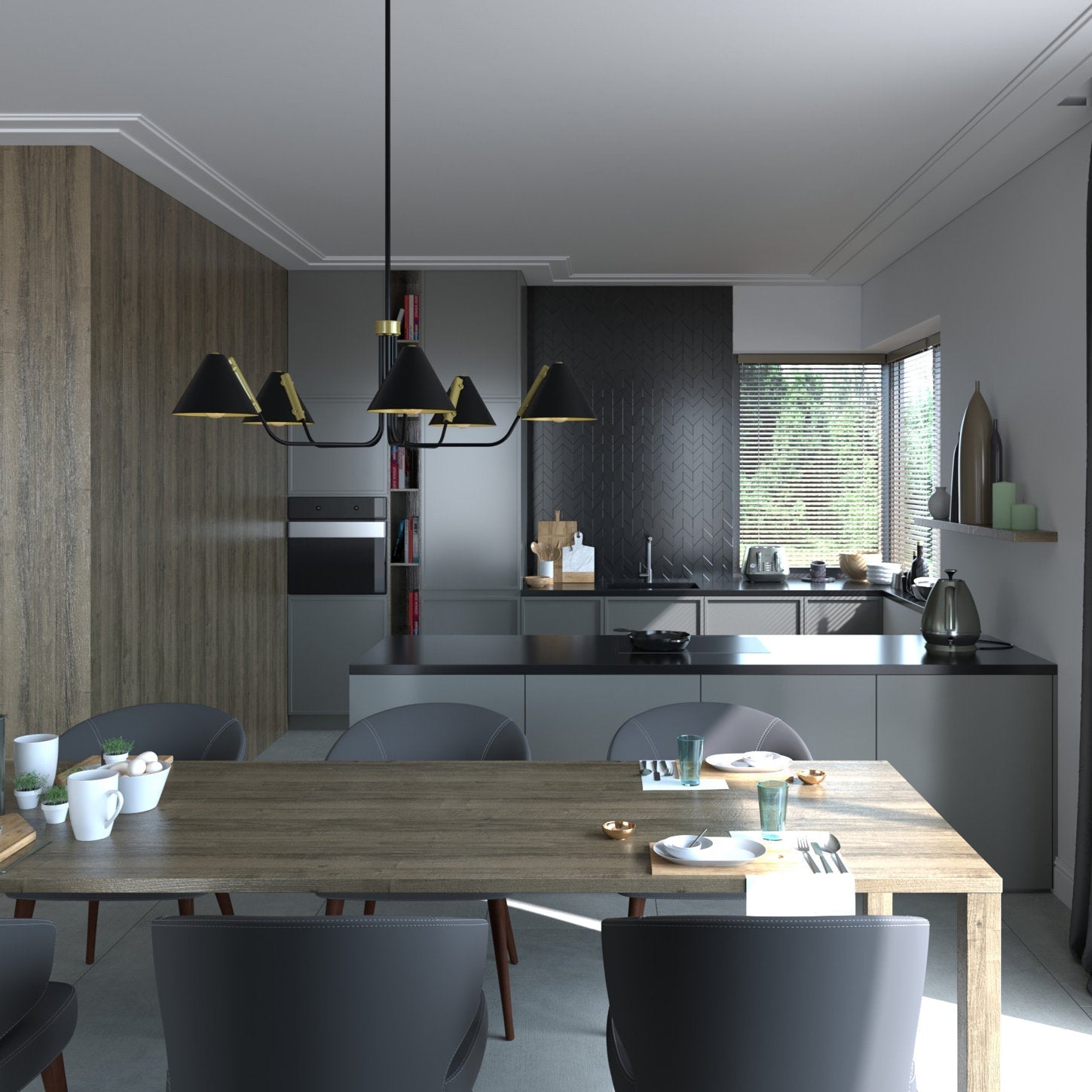 Cucarara Vintage Industrial Isle Black Chandelier - Letslighting