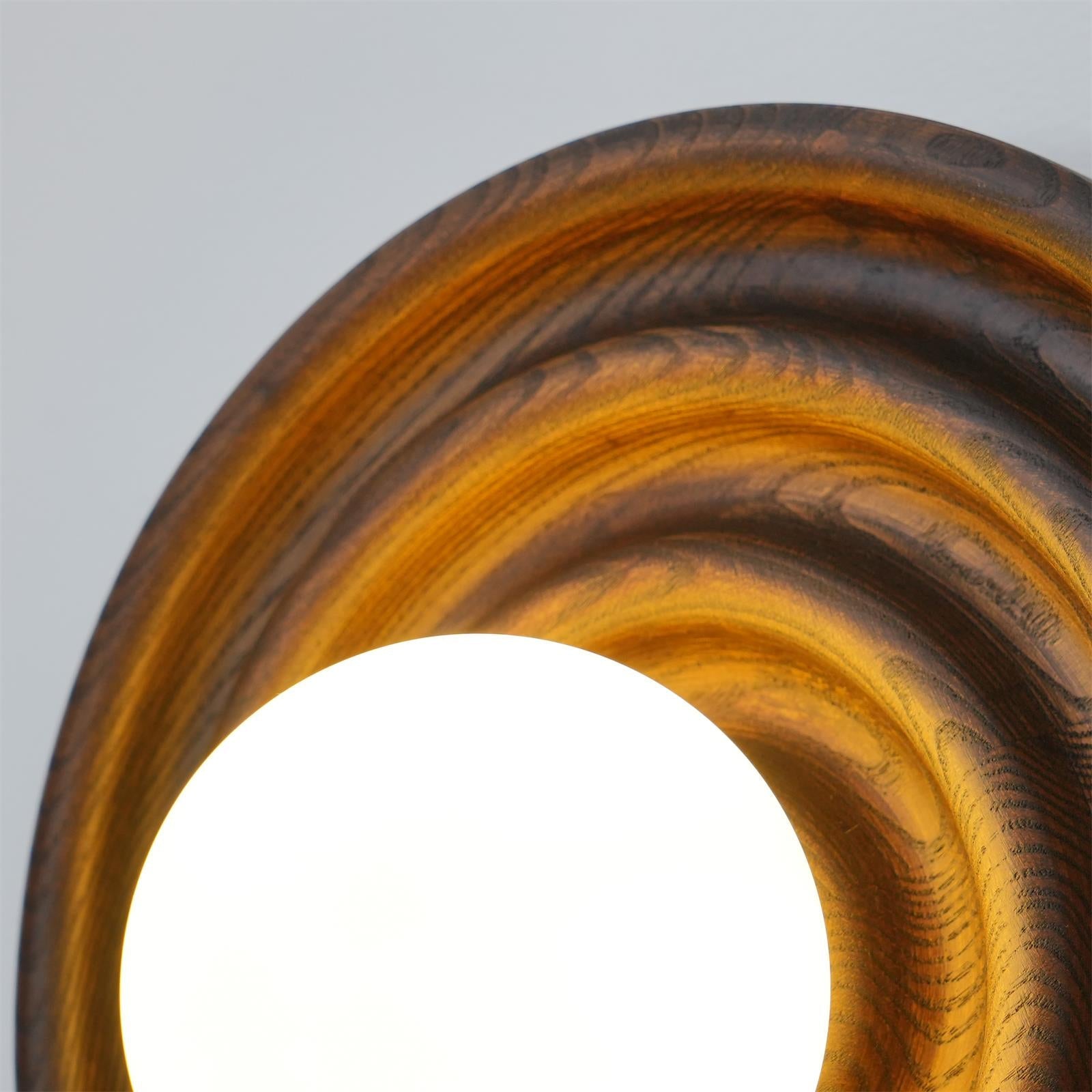 Wall Lamp Ripple with Ash Wood Body and Glass Globe Shade - Letslighting