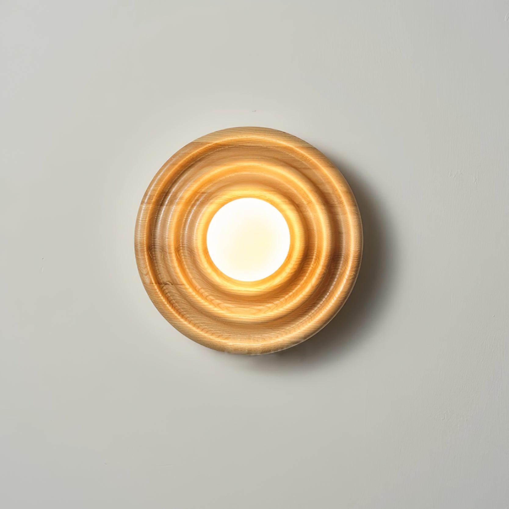 Wall Lamp Ripple with Ash Wood Body and Glass Globe Shade - Letslighting