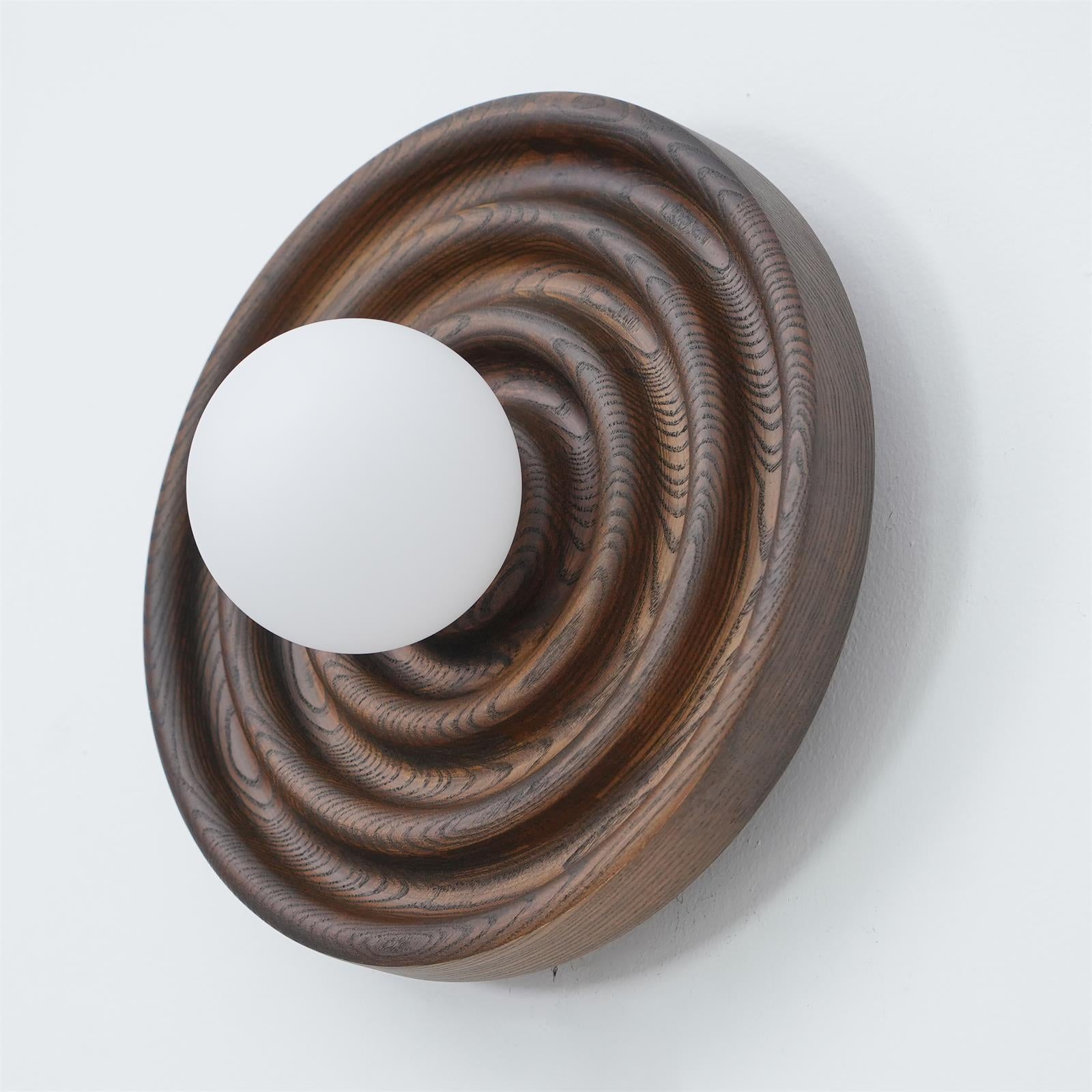 Wall Lamp Ripple with Ash Wood Body and Glass Globe Shade - Letslighting