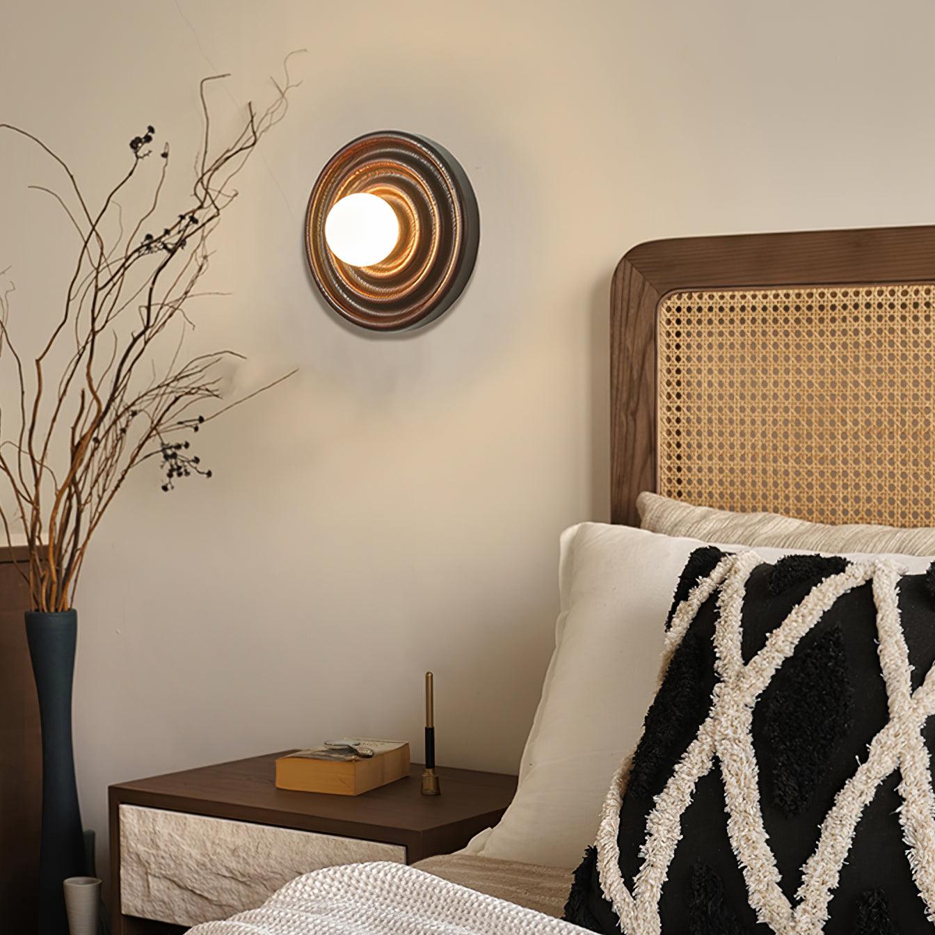 Wall Lamp Ripple with Ash Wood Body and Glass Globe Shade - Letslighting