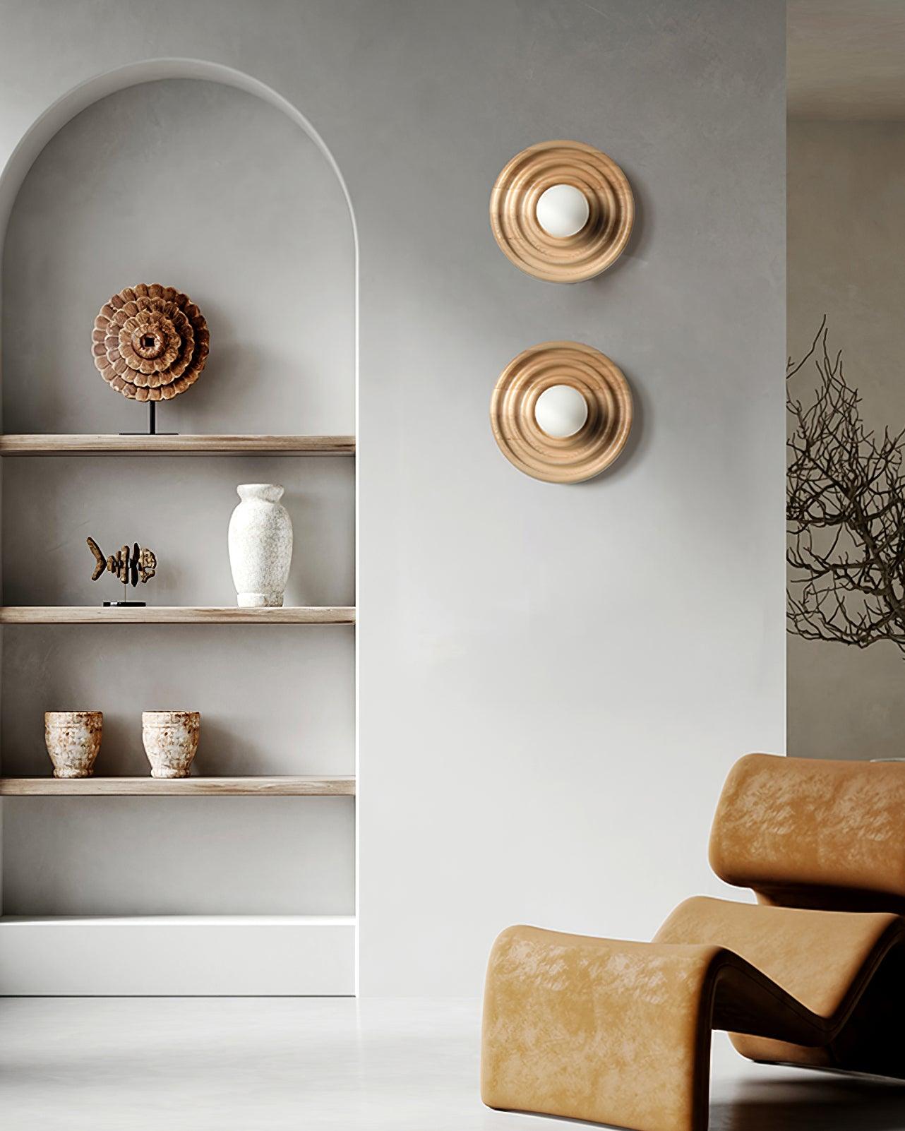 Wall Lamp Ripple with Ash Wood Body and Glass Globe Shade - Letslighting