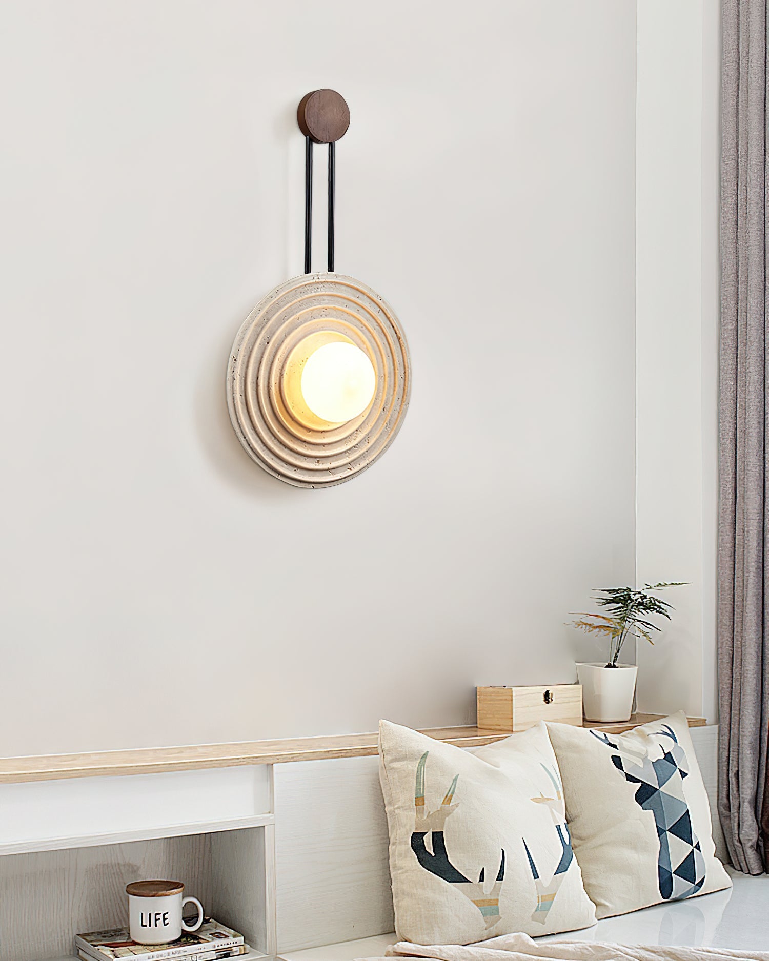Isoror Spiral-Ring Travertine Wall Light - Letslighting