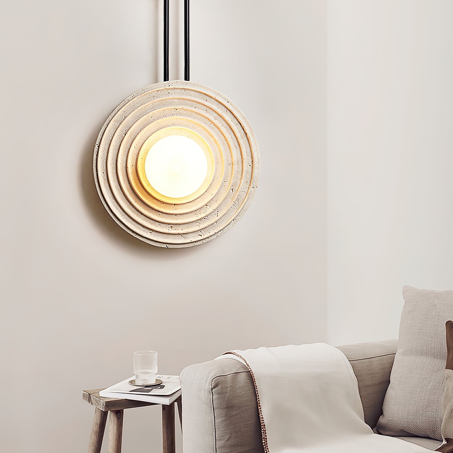 Isoror Spiral-Ring Travertine Wall Light - Letslighting