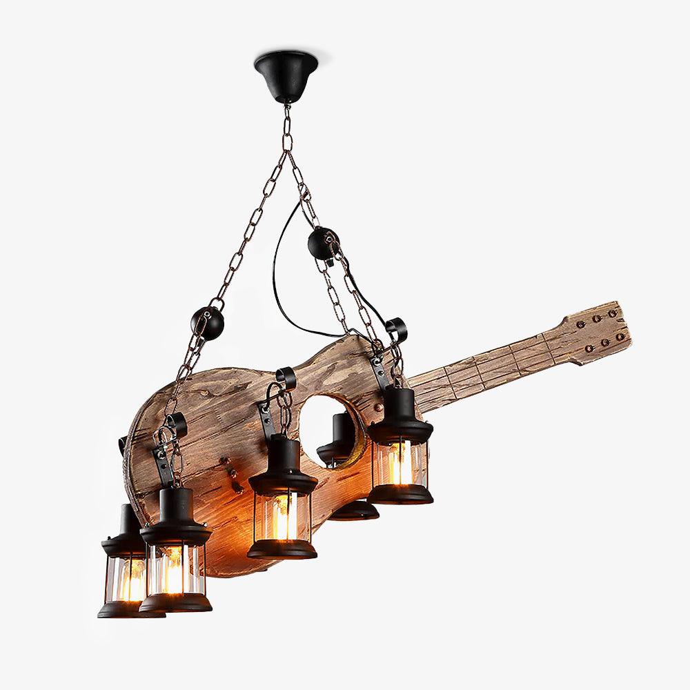 Lustra Pendant Lamp Guitar Rustic Wood Vintage - Letslighting