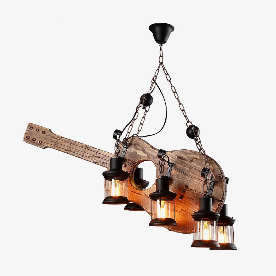 Lustra Pendant Lamp Guitar Rustic Wood Vintage - Letslighting