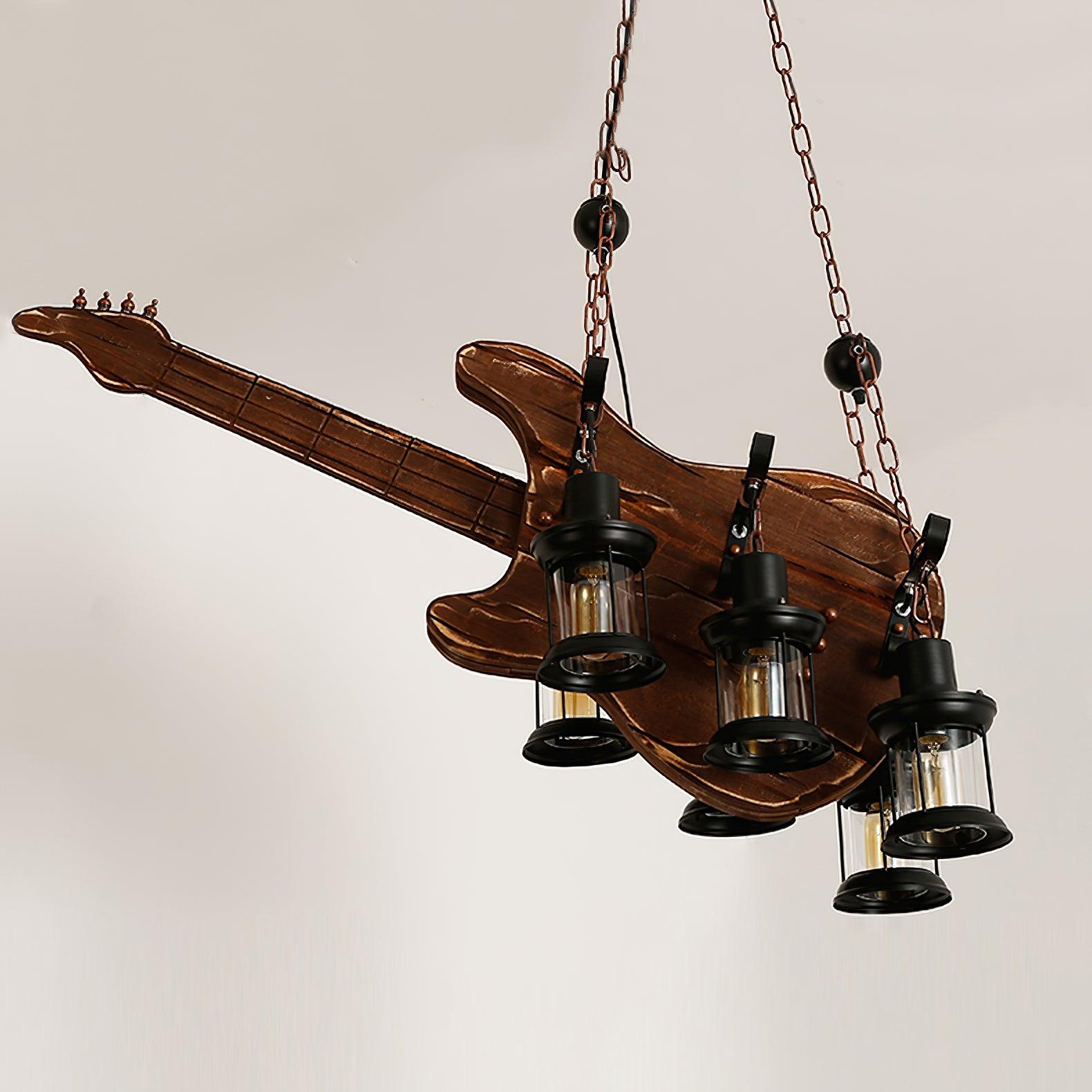 Lustra Pendant Lamp Guitar Rustic Wood Vintage - Letslighting