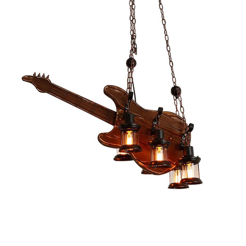 Lustra Pendant Lamp Guitar Rustic Wood Vintage - Letslighting