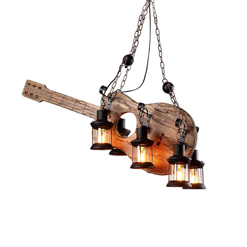 Lustra Pendant Lamp Guitar Rustic Wood Vintage - Letslighting