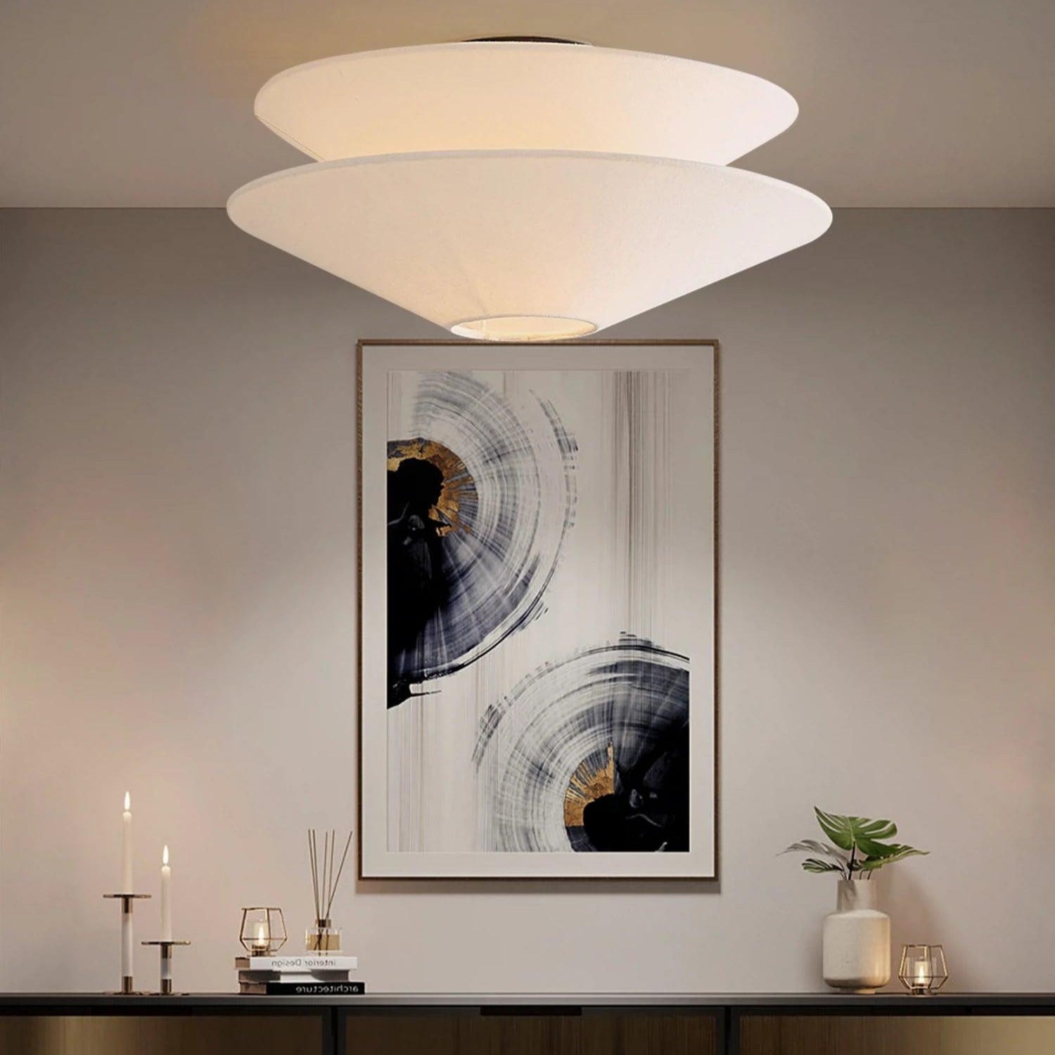 Ritta Double Cone Ceiling Light Fabric - Letslighting