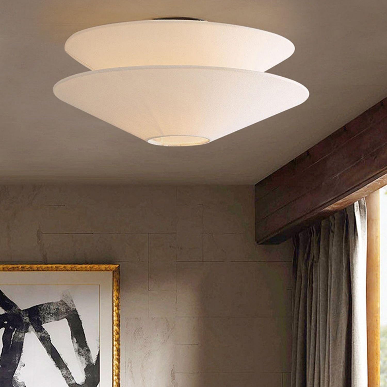 Ritta Double Cone Ceiling Light Fabric - Letslighting