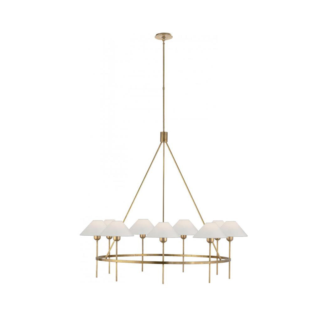 Hackney Vintage Industrial Large Brass Fabric Chandelier - Letslighting