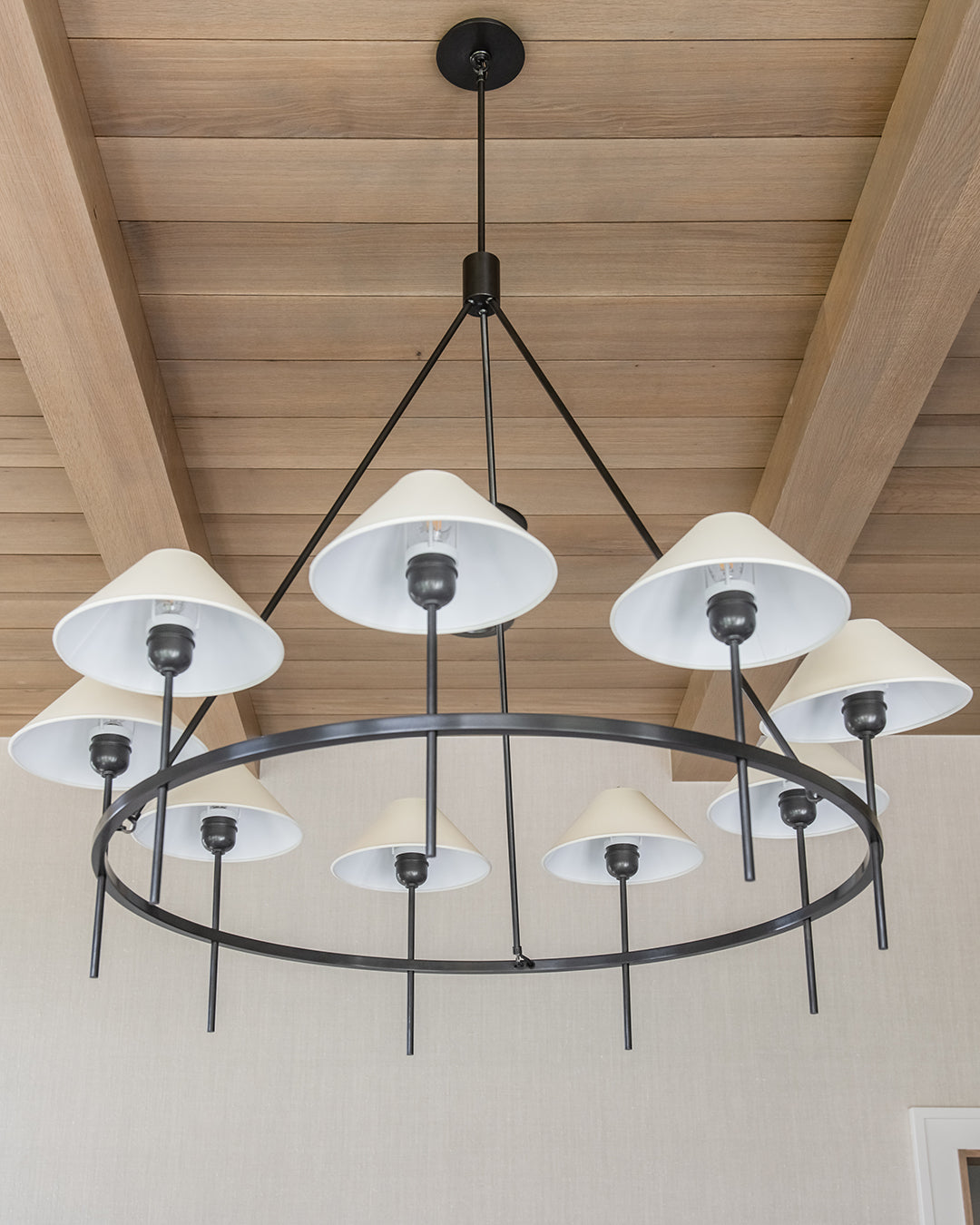 Hackney Vintage Industrial Large Brass Fabric Chandelier - Letslighting