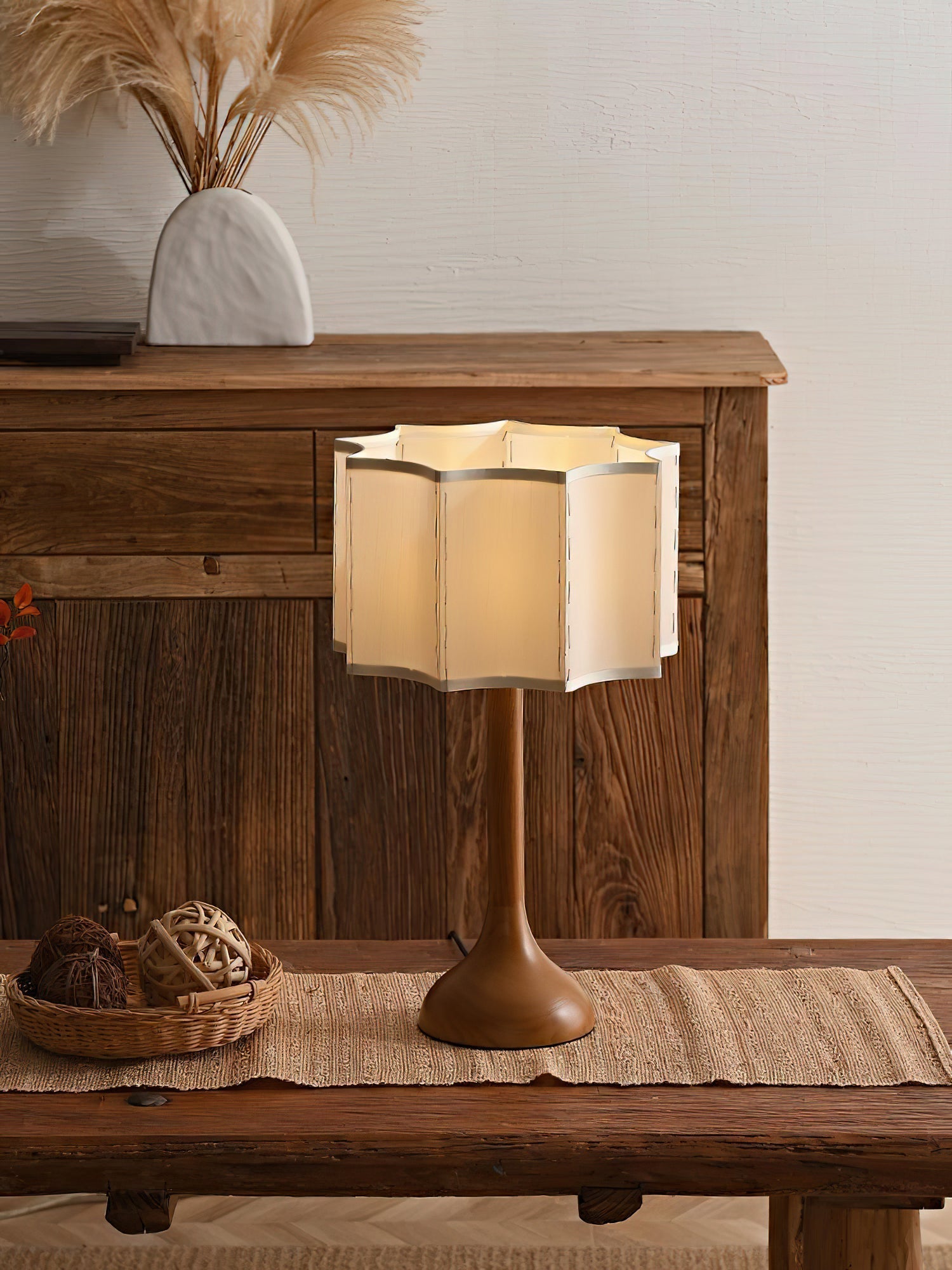 Solstise Wood Fabric Retro Table Lamp - Letslighting
